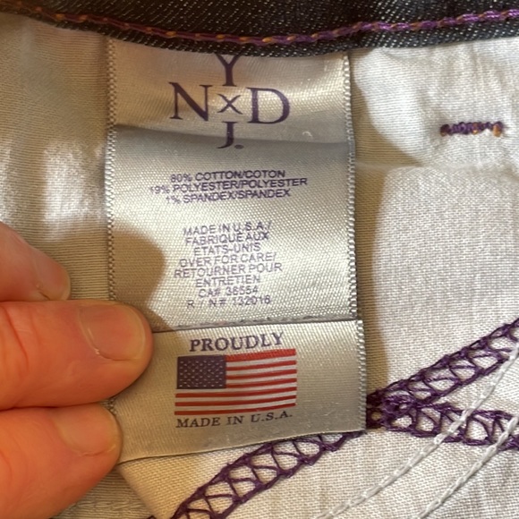 NYDJ dark wash bootcut high rise jeans copper sparkle back pockets - Picture 5 of 5